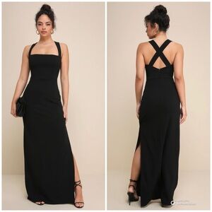 Lulus XS Glamorous Dedication Black Sleeveless Column Maxi Dress NWT